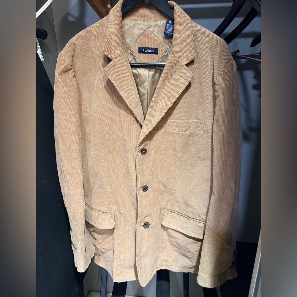 Planks Tan Cotton Corduroy Blazer Size Large in Excellent Condition!
